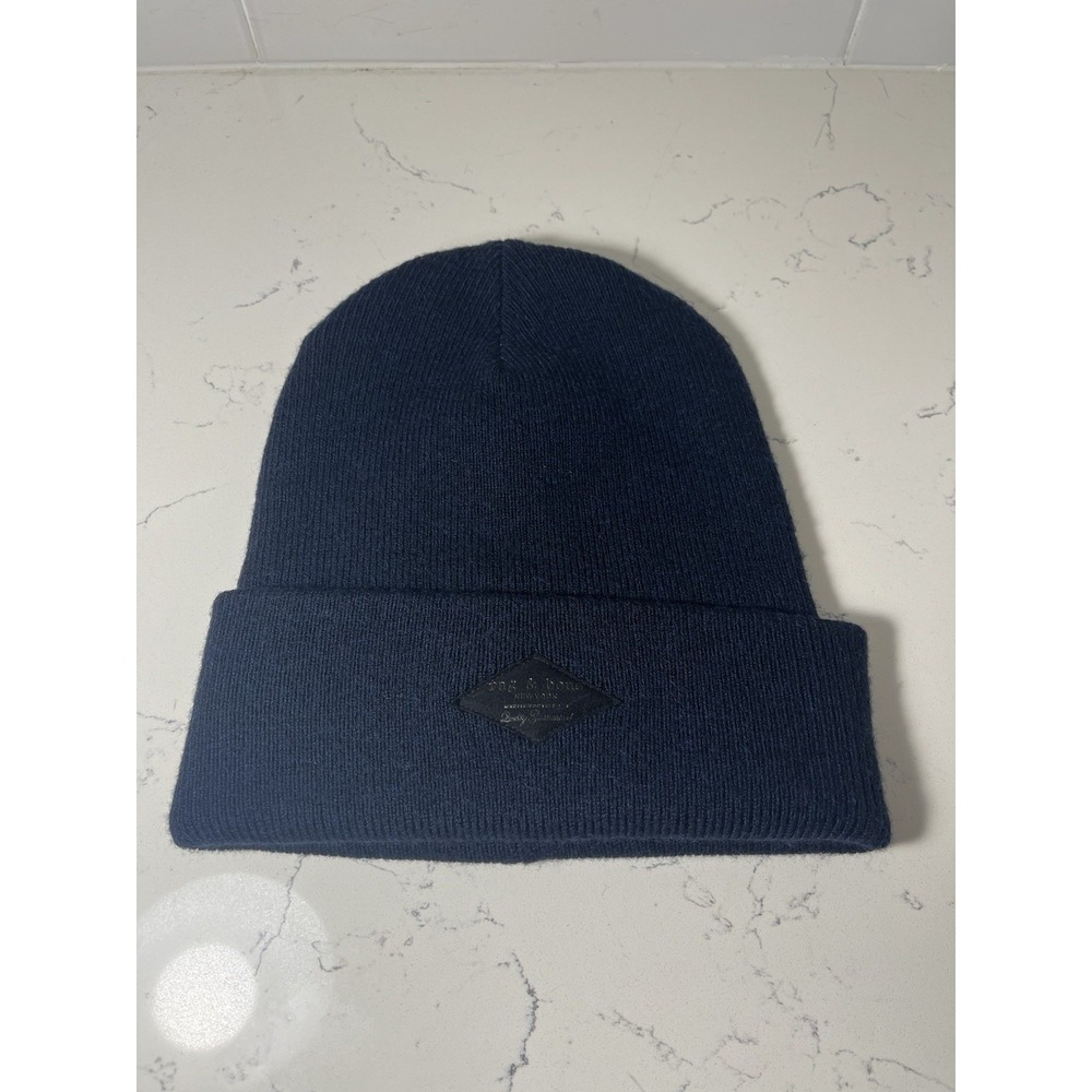 Rag and Bone Navy Merino Wool Blend Knit Beanie Toque Toboggan OS 8" Unisex